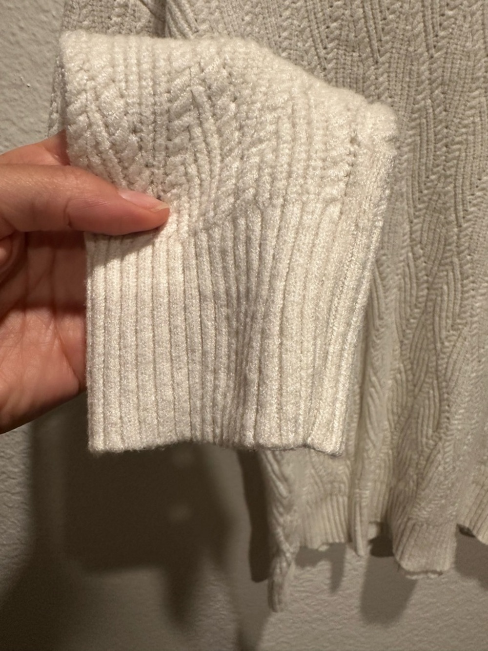 Cyrus Off-White Cable Knit Crewneck Sweater - Picture 7 of 10